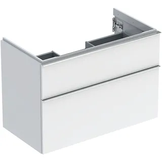 Geberit iCon Waschtischunterschrank 2 Schubladen, weiß/lackiert hochglänzend/Griff glanzverchromt