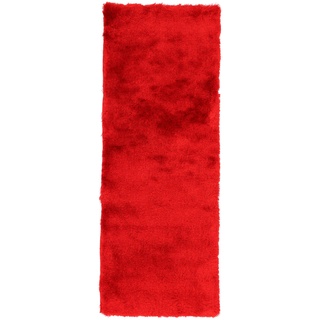 carpetfine Hochflorteppich Breeze Läufer Rot 75x200 cm | Moderner Teppich für Wohn- und Schlafzimmer