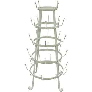 Macosa Home Küchenregal Tassenbaum Tassenständer Küchendeko Landhaus weiß vintage, Abtropfständer Kaffeetassen Tassenorganizer Aufbewahrungsständer weiß