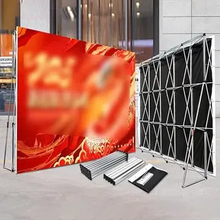 YKMYXZ, Tragbare Aluminium-Standdisplayständer, zusammenklappbare Pop-Up-Banner-Spannungshintergründe, nur Rahmen(2.3m(7.5ft) Hx3.8m(12.5ft) L)