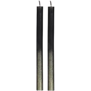 comforder Stabkerzen Set, 2x Tafelkerzen schwarz mit Gold, 25cm, 10 Std | Dinnerkerzen mit Goldakzent, Paraffin, rußarm, tropffrei, geruchlos, edle Tischdeko