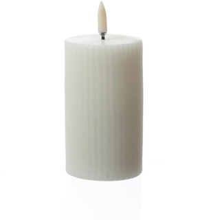 LED Kerze Thea Uyuni mit Rillen Timer bis 400Std. D: 5,8cm H:10,1cm gerillt weiß