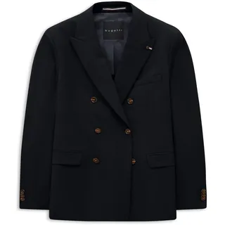 Bugatti Sakko "Stretch", Herren, Gr. 52, 390, marine, 62% Polyester, 33% Viskose, 5% Elasthan, unifarben, regular fit, Sakkos Sakko, mit breitem Spitzrevers