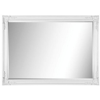 Carryhome Wandspiegel, Weiß, Holz, rechteckig, 105x75x3.3 cm, Facettenschliff, Verzierungen, senkrecht und waagrecht montierbar, Ganzkörperspiegel, Spiegel, Wandspiegel