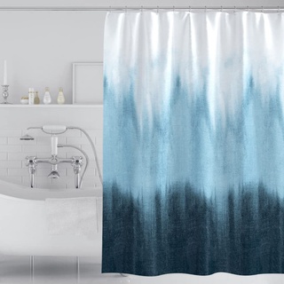 J26 Duschvorhang waschbar Vorhang Digitaldruck inkl. Vorhangringe Anti Schimmel Badezimmer Badewanne 240 x 200 cm (Blau Verlauf, 240 x 200 cm)