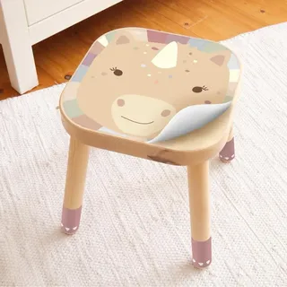 LIMMALAND Möbelfolie Kinder passend für IKEA Flisat Kinderhocker – Tiermotiv – Selbstklebende Folie für Kindermöbel – Bunte Klebefolie für Kinderzimmer – DIY Möbeldeko (EINHORN)