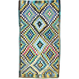 Nain Trading Orientteppich Kelim Fars Antik 179x326 Handgewebter Orientteppich / Perserteppich, rechteckig, Höhe: 5 mm blau