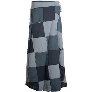 Vishes - Alternative Bekleidung - Langer Damen Patchwork-Rock Wickel-Rock Wickel-Kleid Karos grau 97 cm - 32-46