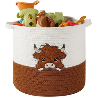 Aufbewahrungskorb Kinderzimmer Spielzeug Aufbewahrung Baby Körbe Deko korb, Aufbewahrungskorb für Babys Kinder Spielzeugkorb Geschenke für Regale Badezimmer Wickeltisch Organizer(Mittel, Hochlandrind)