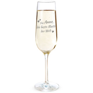 AMAVEL - Sektglas mit Gravur – „Für die beste Mutti der Welt“ – Personalisiert mit NAMEN – Geschenkidee zum Muttertag – Geburtstagsgeschenke – Geschenke für Mütter – Füllmenge: ca. 0,2 l