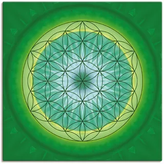 Leinwandbild ARTLAND "Blume des Lebens 3" Bilder Gr. B/H: 100 cm x 100 cm, Muster quadratisch, 1 St., grün Leinwandbilder auf Keilrahmen gespannt