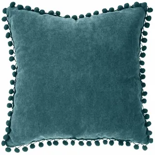 Atmosphera Créateur d'intérieur Atmosphera Kissen mit Pompons 40 x 40 cm Blaugrün