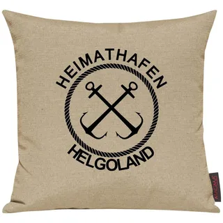 Shirtinstyle Sofakissen Heimathafen Helgoland, Kissen, Meer, Heimatort, Stadt, Urlaub, Größe 40 x 40cm, Farbe Beige