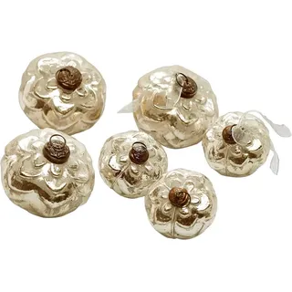 Loberon Weihnachtskugel 6er Set Xilianne, Zwei Größen, Handgefertigt & Mundgeblasen, Zeitloses Design, Weihnachten, Christbaumkugeln, Baumschmuck, Glas, Eisen, antiksilber