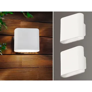 2er SET Akku Außenleuchten Weiß mit Bewegungsmelder & Dauerlicht, Breite 10cm - Weiß