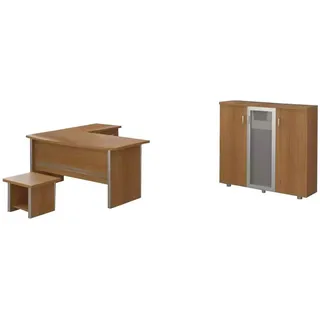 JV Möbel Komplettes Büromöbel Set Aktenschränke Eckschreibetisch Designer Möbel 3tlg