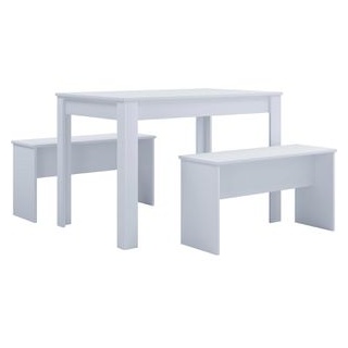 VCM Esstisch Esal XL, weiß, Tisch mit 2 Sitzbänken, 3-teilig