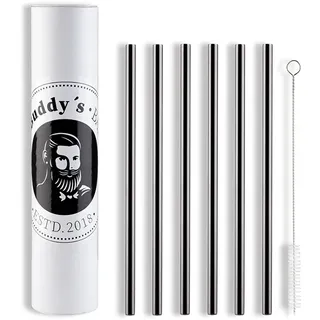 Buddy's Wiederverwendbare Trinkhalme 6 St. Gunmetal-Look Schwarz