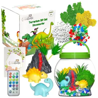 Coradoma Kreativset Terrarium Kit für Kinder DIY Bastelset mit Nachtlicht Lampe Deko, Junge und Mädchen Geschenke grün