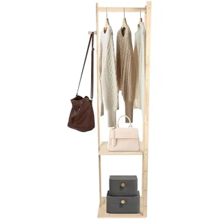 Garderobenständer, Bambus, stabil, Garderobenständer, Eingangsbereich, max. Belastung 15 kg, Kleiderständer für Eingangsbereich, Bad, Schlafzimmer, 155 x 38 x 30,5 cm – Originalfarbe