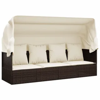 vidaXL Polyrattan Outdoor Loungebett braun inkl. Dack + Kissen