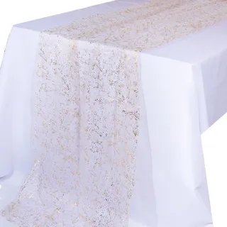 Axvxby Tischläufer Gold 70 x 300 cm Hochzeit Geburtstag Party Tischdeko Chiffon Glänzend Modern Goldfolie Deko für Tischdeko Goldene Hochzeit Taufe Mädchen Weihnachten (Gold)