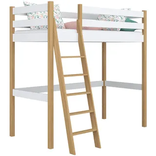 N-Wood Hochbett, Eiche Artisan, Weiß, Holz, Echtholz,Kiefer, 120x200 cm, FSC 100%, EN 71, Handmade in Europe, Handmade Quality, Hergestellt in Europa, Real Wood, Kinder- & Jugendzimmer, Kindermöbel, Kinderbetten, Hochbetten