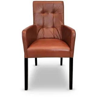 Echtleder Stühle mit Armlehnen Esszimmer Sessel Leder Tabac Stuhl Lederstühle