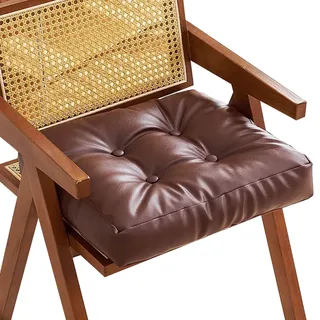 Leder Stuhlkissen 40x40/45X45 Sitzkissen Schwarz/Braun Outdoor Indoor- Wasserdichte Sitzpolster für Sitzauflage Matratzenkissen Sesselkissen Dicke Polsterung Bodenkissen(M1,40X40X7CM(16X16X3IN))