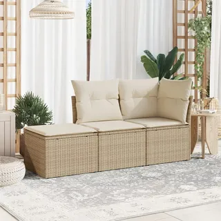 Faroom Balkon Sofa mit Stauraum Gartensofa 3 Sitzer Rattan Sofa Lounge Sofa Outdoor Rattansofa Sitzecke Balkon Lounge Klein Couch Gartenlounge Polyrattan Balkonmöbel beige and Cream 3-tlg-Type-545