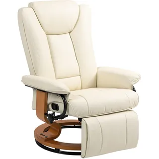Homcom Relaxsessel Kunstleder 88 x 103 x 78 cm Cremeweiß mit Liegefunktion