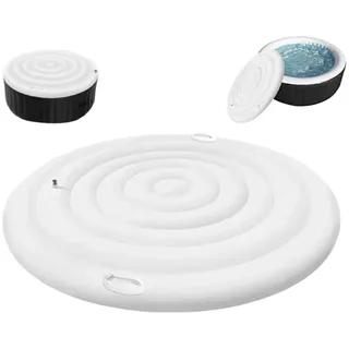 Aufblasbare Whirlpools Abdeckung, Ø 145 cm Rund Thermoabdeckung für Whirlpools, Energiesparende Spa Abdeckung mit Griff, Aufblasbare Poolabdeckung, Whirlpoolzubehör, Winddichter & Regenfester