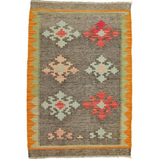 Orientteppich Kelim Afghan 80x120 Handgewebter Orientteppich, Nain Trading, rechteckig, Höhe: 3 mm grün