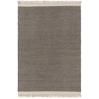 benuta Pure Wollteppich Schwarz, Textil, Grafikmuster, Rechteckig, 80x120 cm Gots, pflegeleicht, Teppiche - Böden, Teppiche, Naturteppiche
