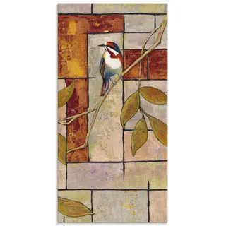 Glasbild ARTLAND "Vogel auf einem Ast II" Bilder Gr. B/H: 30 cm x 60 cm, Glasbild Vögel Hochformat, 1 St., orange Glasbilder in verschiedenen Größen