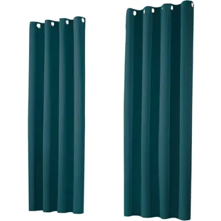 heimtexland ® 1 Paar Thermo- Verdunklungsgardinen Ösenschal Vorhänge Verdunkelnd Isolierend Blickdicht Verdunkelungsvorhänge HxB 145x135 Dunkel Petrol Typ139