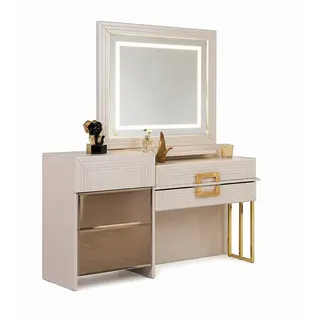 JVmoebel Schminktisch Schminktisch mit Spiegel und goldenen Akzenten Modern Beige, Made in Europa beige
