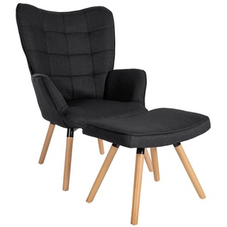 CLP Loungesessel Garding, 2-tlg., Sessel mit Hocker, Stoff-Bezug schwarz
