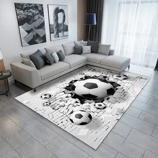 FUFUTE Fußball Druck Indoor Teppich Grau 140x180 cm