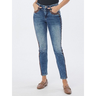 Christian Materne Skinny-fit-Jeans Röhrenjeans mit Taschendeko und Galonstreifen blau 19