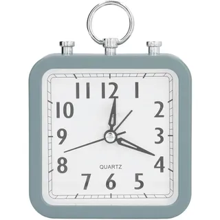 HERCHR Analoger Mini Wecker, Stille Uhr, Schwarz, 9.8 x 4.5 x 13.5 cm, Batteriebetrieben, Schlummerfunktion, Lauter Alarm, Analog Seniorenwecker für Schlafzimmer, Büro, Reisen