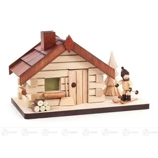 Rudolphs Schatzkiste Räuchermann Räucherhaus mit Skifahrer Breite x Höhe x Tiefe 18 cmx11 cmx11 cm NEU Erzgebirge Rauchmann Räucherfigur