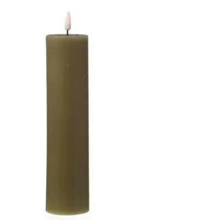 Deluxe Homeart LED-Kerze Mia Echtwachs Wachsspiegel flackernd H: 20cm D: 5cm olivgrün (1-tlg) grün