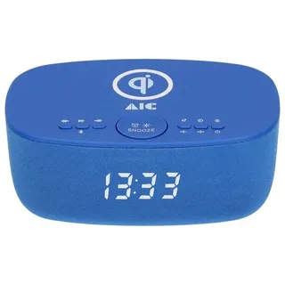 AIC-28-BT Uhrenradio Bluetooth Qi-Ladefunktion Dual-Alarm UKW Blau