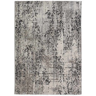 hochwertiger Designer Teppich Antea — Moderne Kurzflor Teppiche — Zimmerteppich im Vintage Design — (160x230cm, Ornamente schwarz/beige)