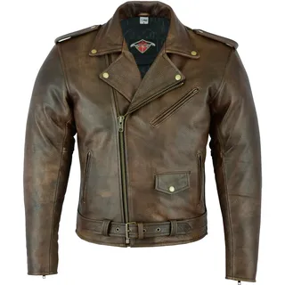 Texpeed Braun Motorrad lederjacke herren mit protektoren - Marlon Brando Retro Chopper Rockerjacke - Mit Original Biker Rüstung (EN 1621-1) Schutz S