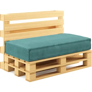 chilly pilley® Palettenkissen Palettenauflagen aus Cord für EU-Paletten - Abnehmbarer Bezug - Sitzkissen - Rückenlehnenkissen viele Farben (Türkis, Sitzkissen 120x60)