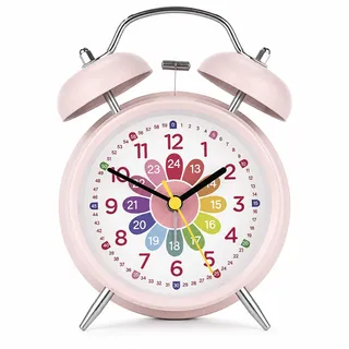 Doppelglockenwecker mit Nachtlicht,Kinderwecker ohne Ticken,Lauter Alarm | Klassischer Lauter Doppelglockenuhr Mit Hintergrundbeleuchtung,Leiser Nachttisch Wecker,Kinderwecker für Jungen und Mädchen