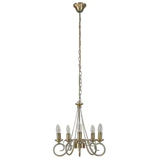 LINDBY Kronleuchter Marnia, dimmbar, Bronze / altmessing, für Wohnzimmer, Metall, Antik -