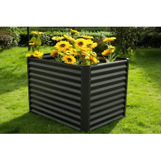 OUTFLEXX Hochbeet, anthrazit, Aluminium-Zink-Stahl, pulverbeschichtet, 120 x 90 x 84 cm, durch Zubehör erweiterbar